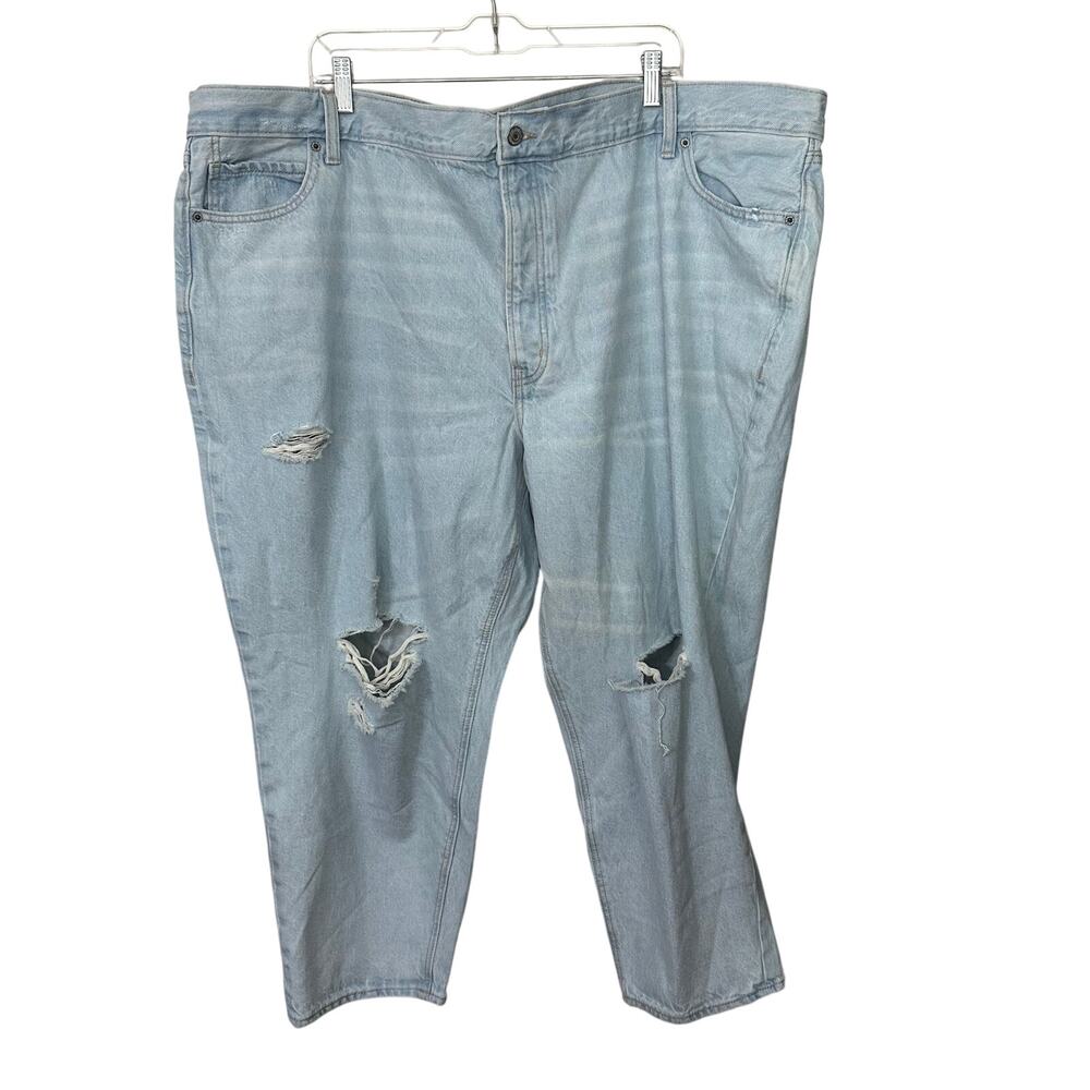 Old Navy Womens Jeans Mid Rise Slouchy Taper Size 26‎ Light Wash Button Fly Blue